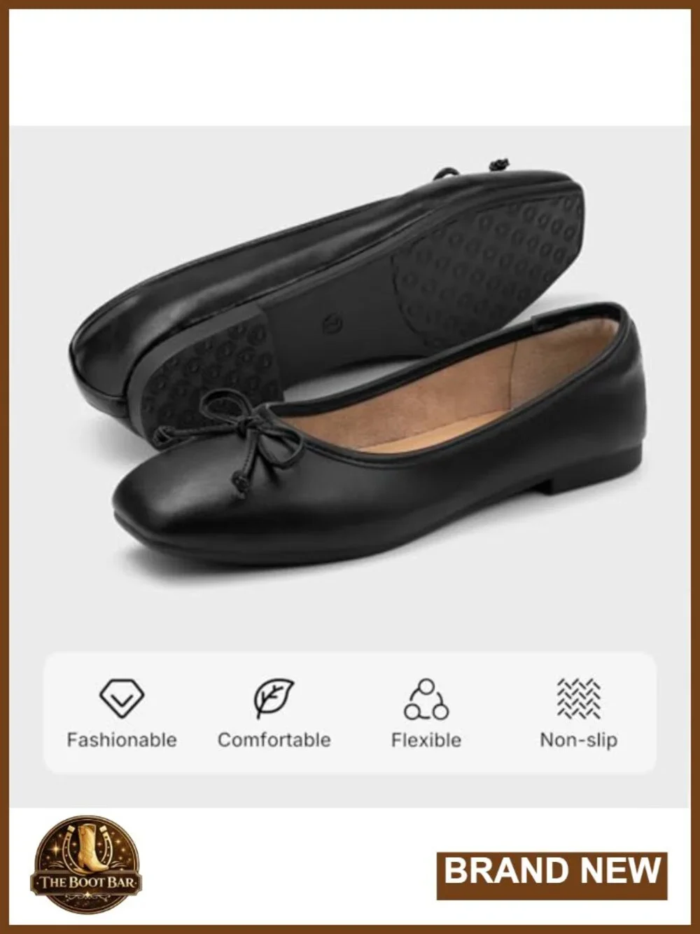Women's Square Toe Ballet Flats, Bow Slip On Dressy Casual Shoes, Soft PU